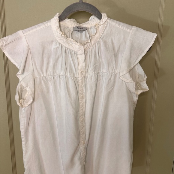 Rails flutter sleeve white cotton button up shirt - Picture 1 of 3